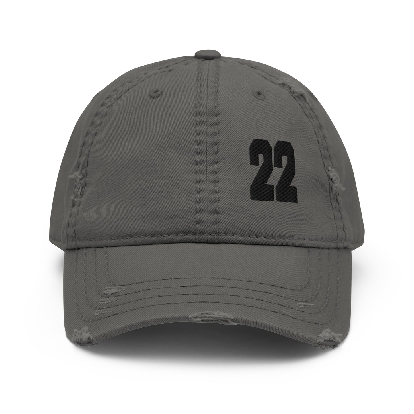 Distressed 22 Cap in Charcoal Grey