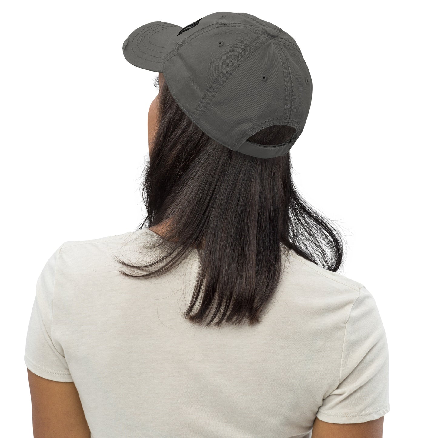 Distressed 22 Cap in Charcoal Grey