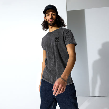 ''22'' Signature Embroidered Denim Style Tee