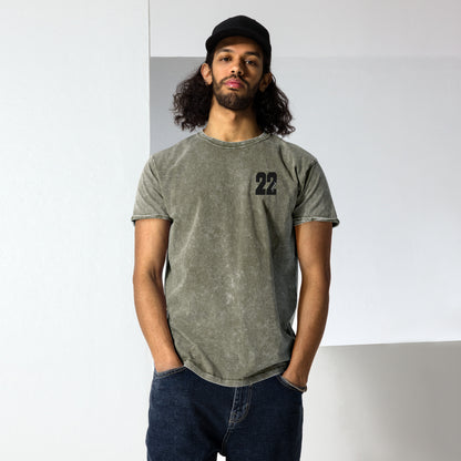 ''22'' Signature Embroidered Denim Style Tee