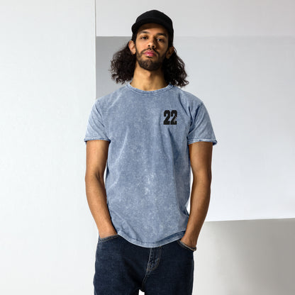 ''22'' Signature Embroidered Denim Style Tee